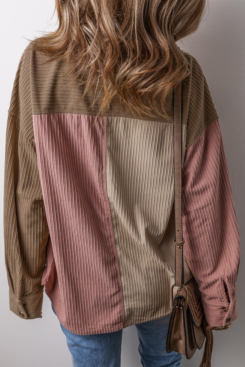 Color Block Oversized Button-Down jacket