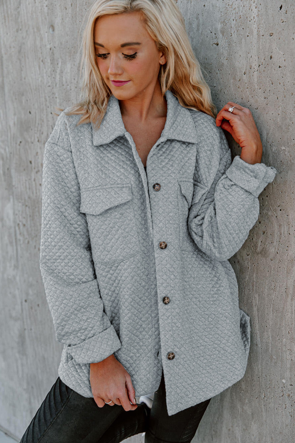 Textured Oversized Button - Down Shacket