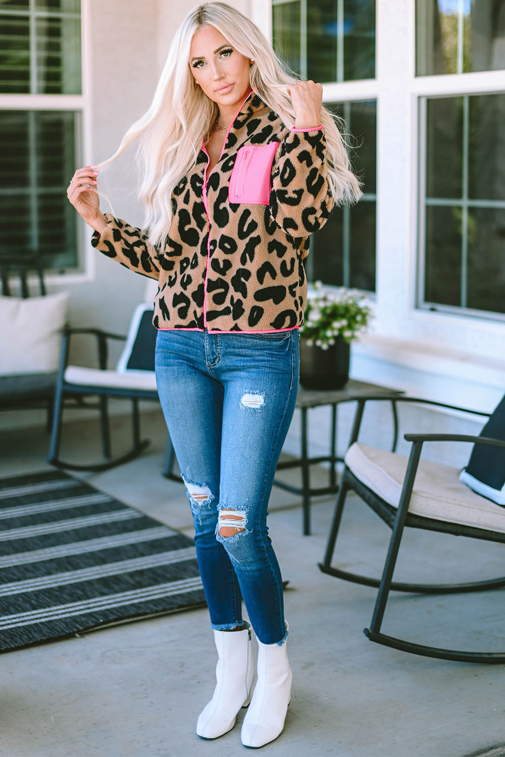 Sienna - Bold Leopard Print Fleece Jacket