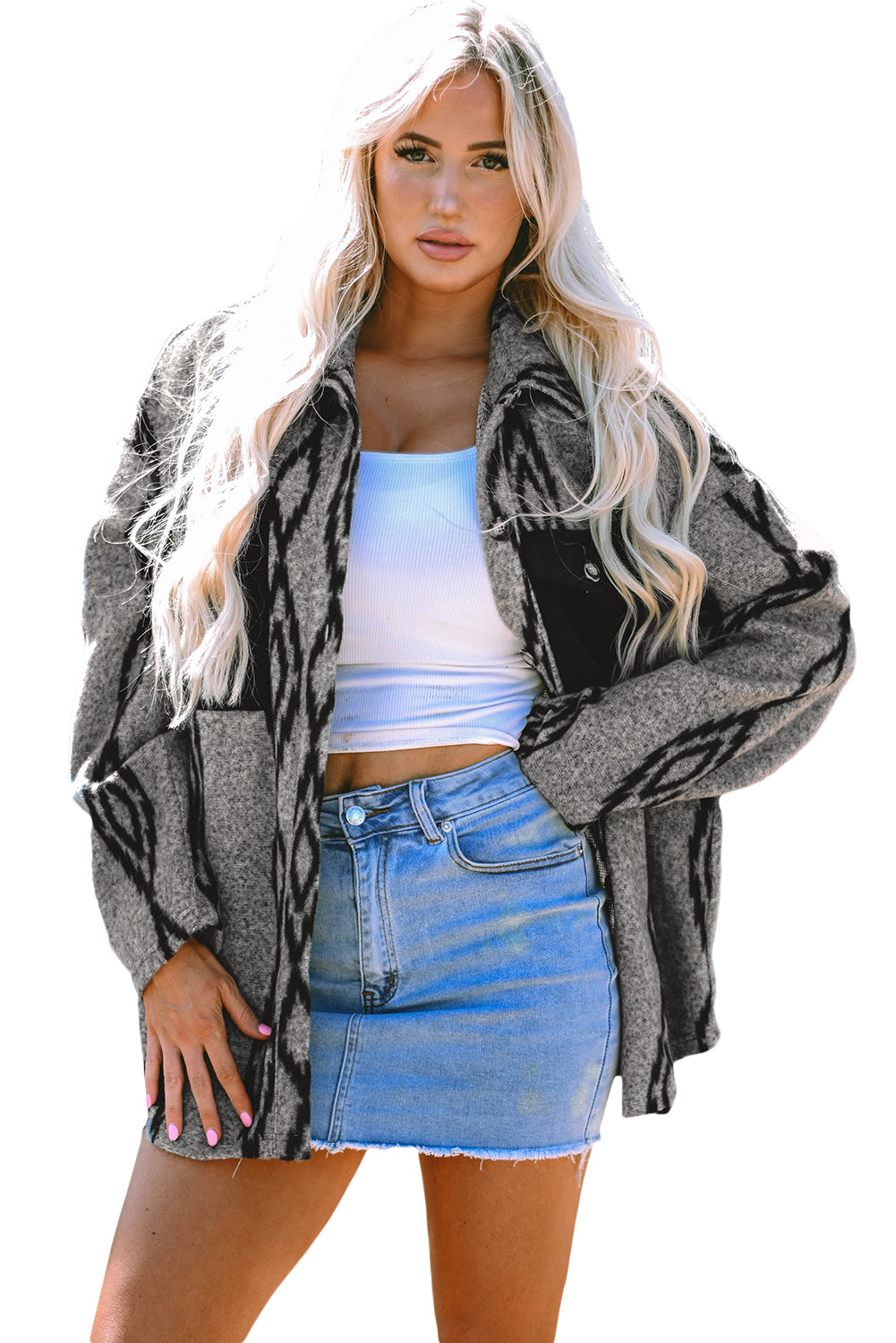 Southwestern - Print Oversized Shirt Jacket