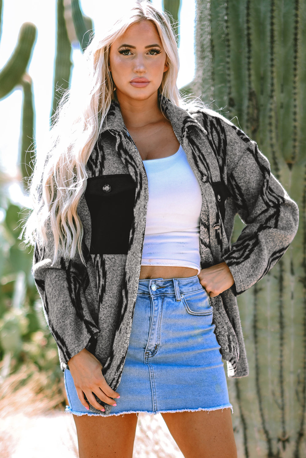 Southwestern - Print Oversized Shirt Jacket