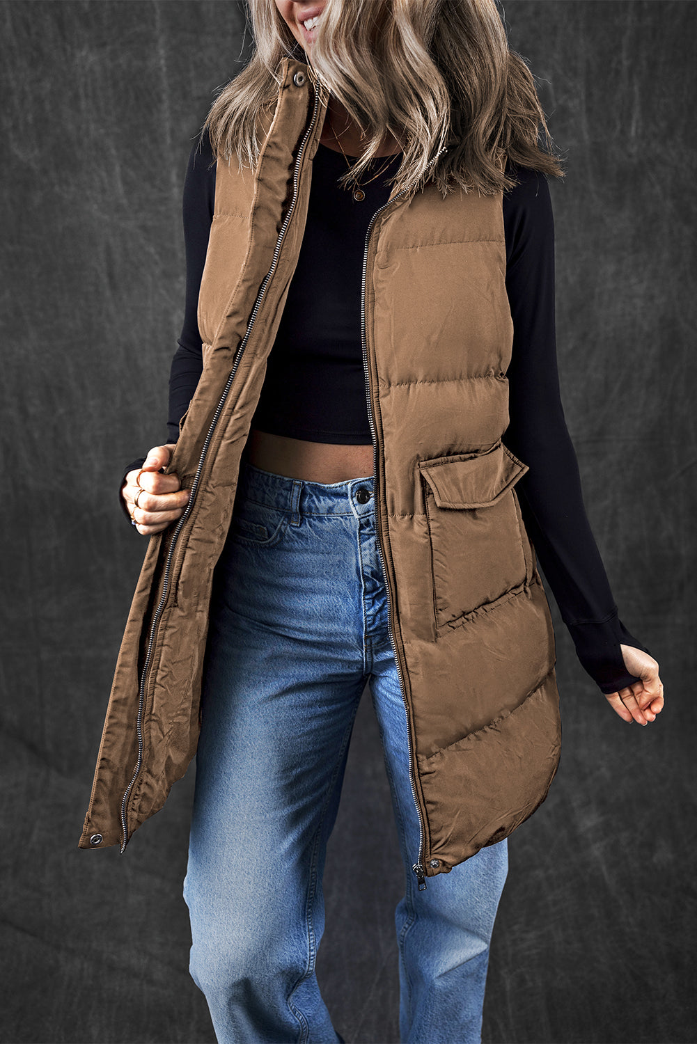 Sleek Quilted Puffer Vest with Side Pockets
