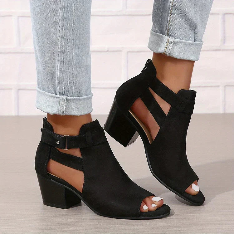 Zavanova - Orthopedic Retro Sandals with Stacked Heel