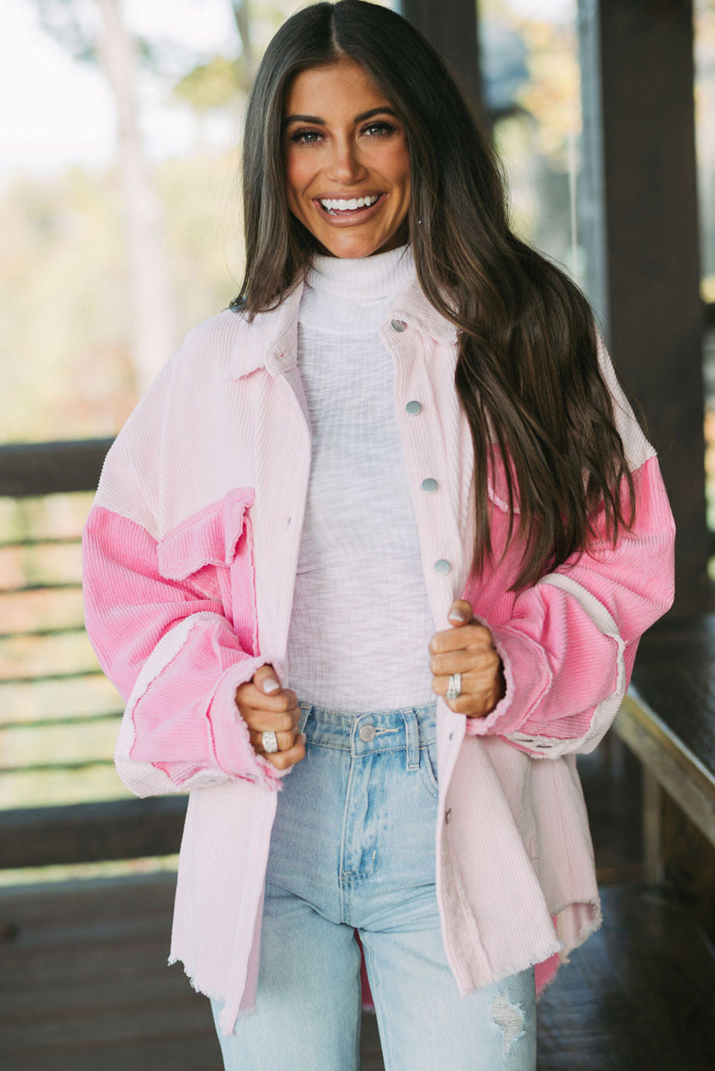 Oversized Patchwork Button-Up Shacket