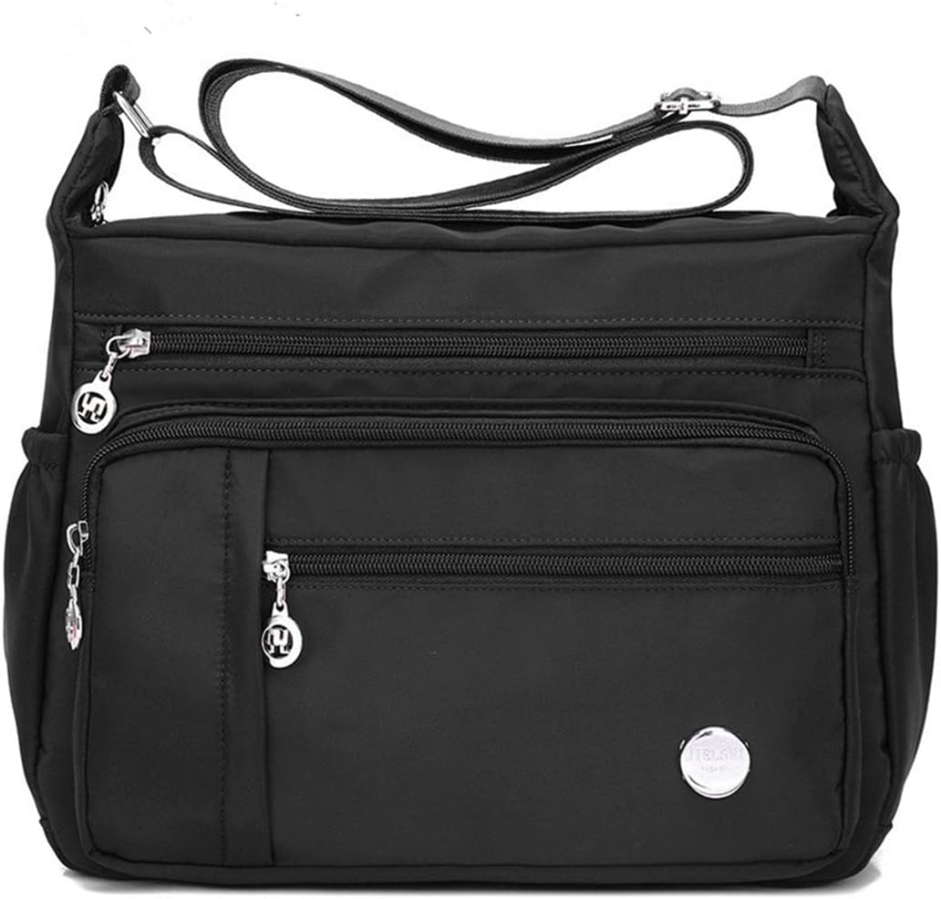 Functional multi-pocket bag with adjustable strap, multiple zippered compartments, and side pockets, offering ample space for daily essentials. Compact and lightweight design for easy carrying. Perfect for organization and travel use.