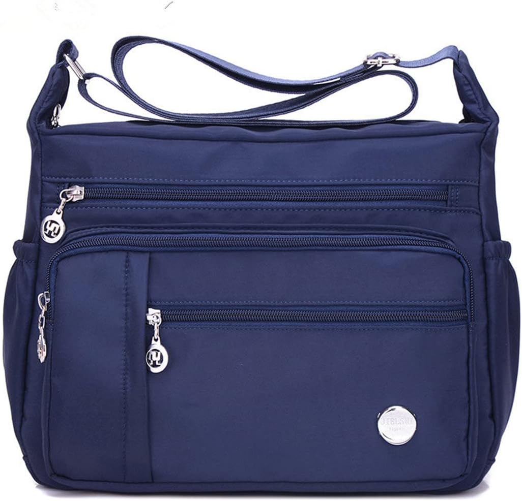 Functional multi-pocket bag with adjustable strap, multiple zippered compartments, and side pockets, offering ample space for daily essentials. Compact and lightweight design for easy carrying. Perfect for organization and travel use.