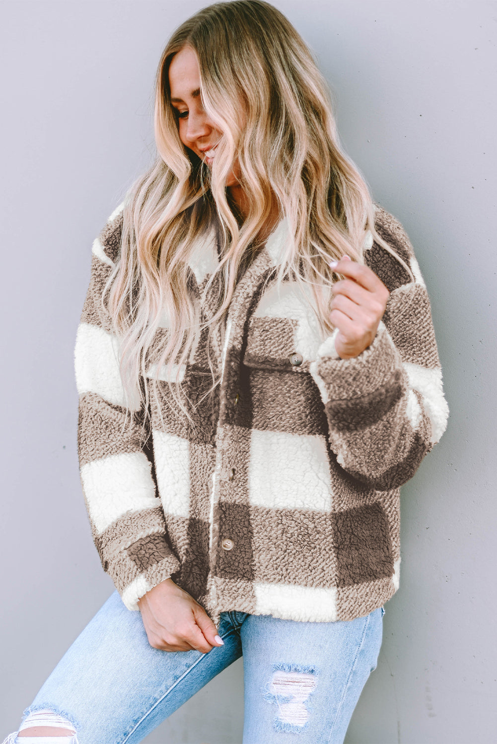 Emma - Plaid Sherpa Jacket