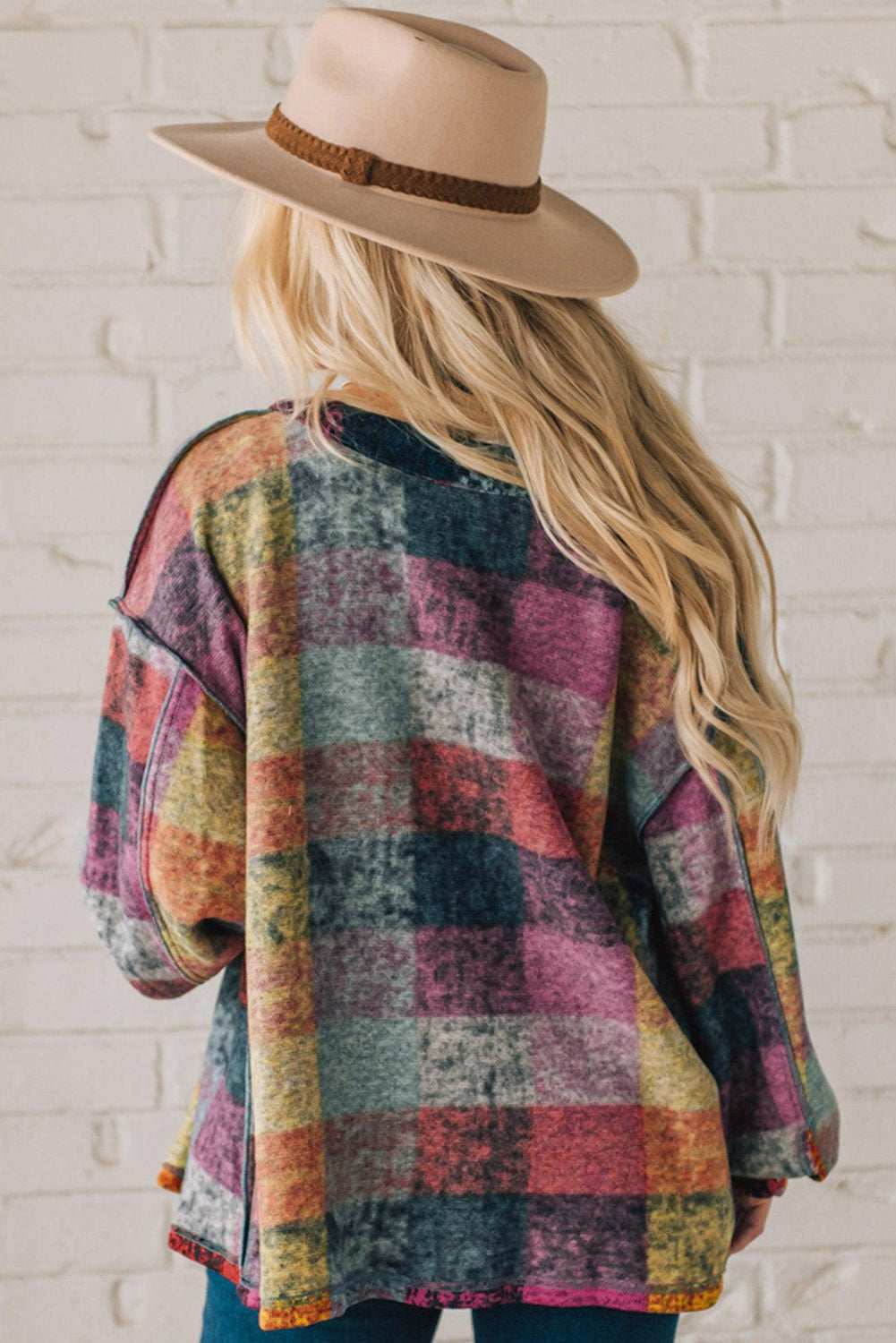 Vintage - Inspired Plaid Button Up Shirt Jacket