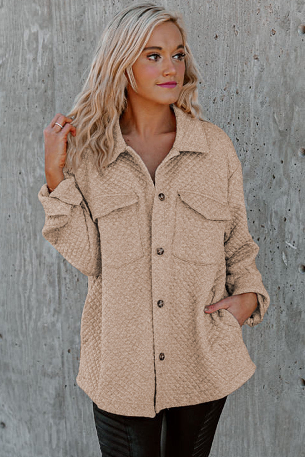 Textured Oversized Button - Down Shacket