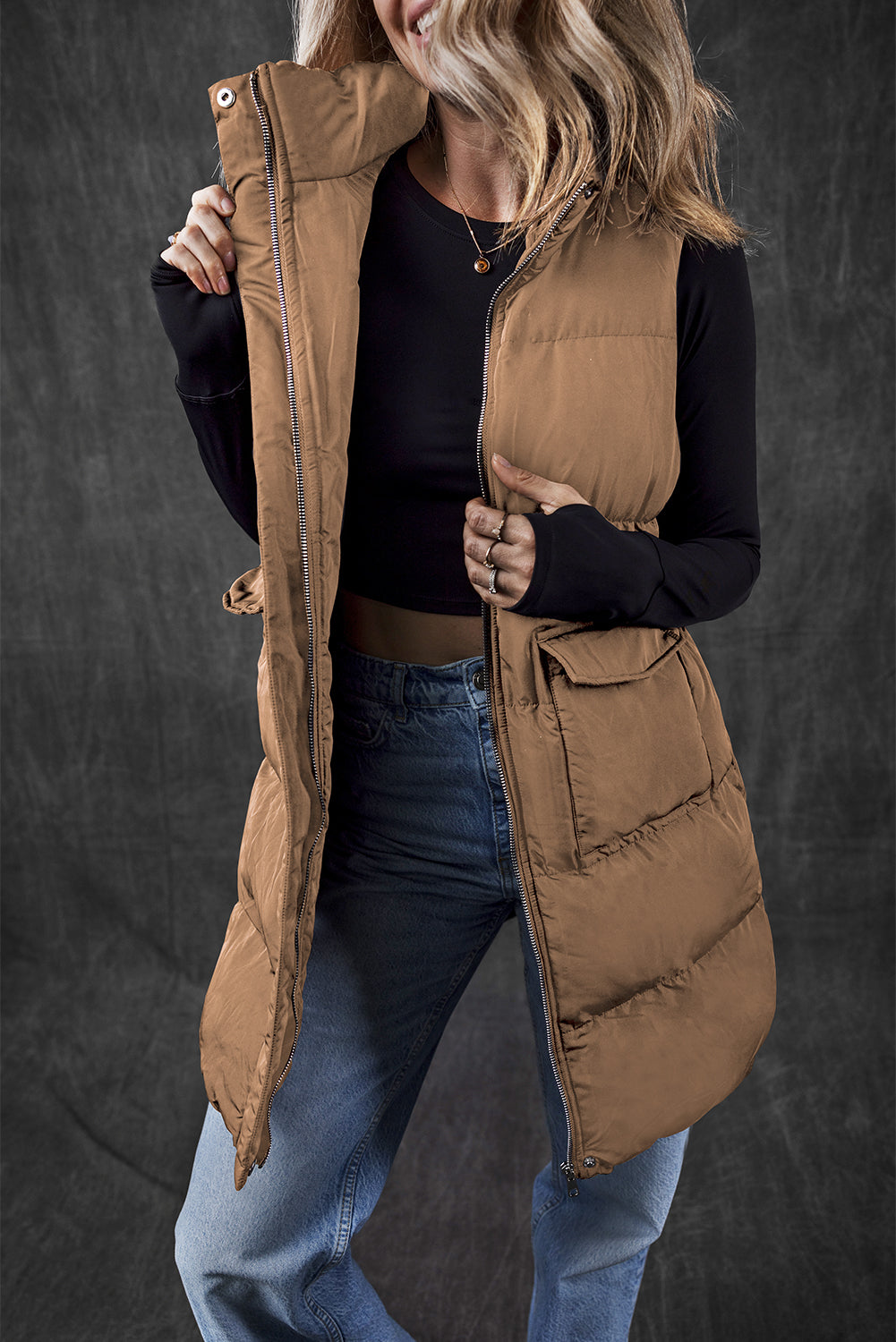 Sleek Quilted Puffer Vest with Side Pockets