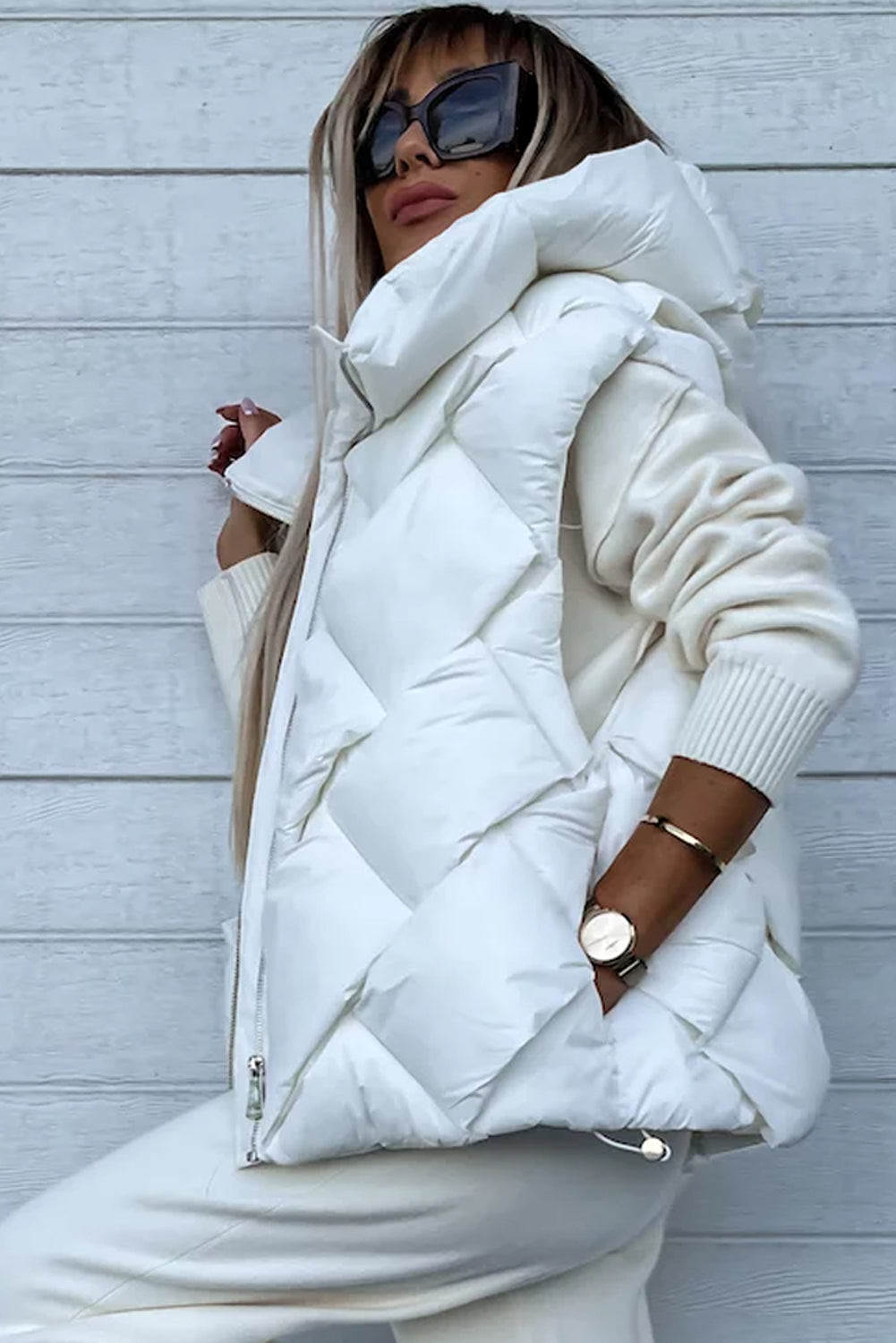 Quilted Puffer Vest with Hood