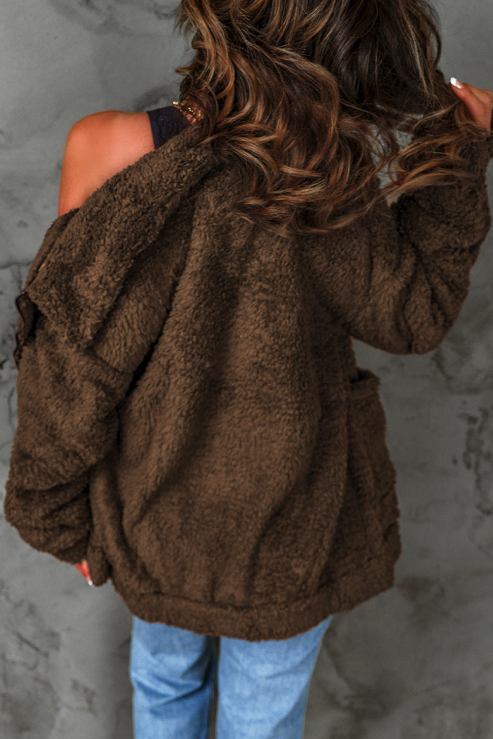 Oversized Cozy Brown Teddy Jacket