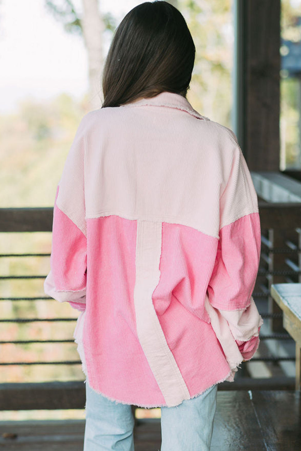 Oversized Patchwork Button-Up Shacket