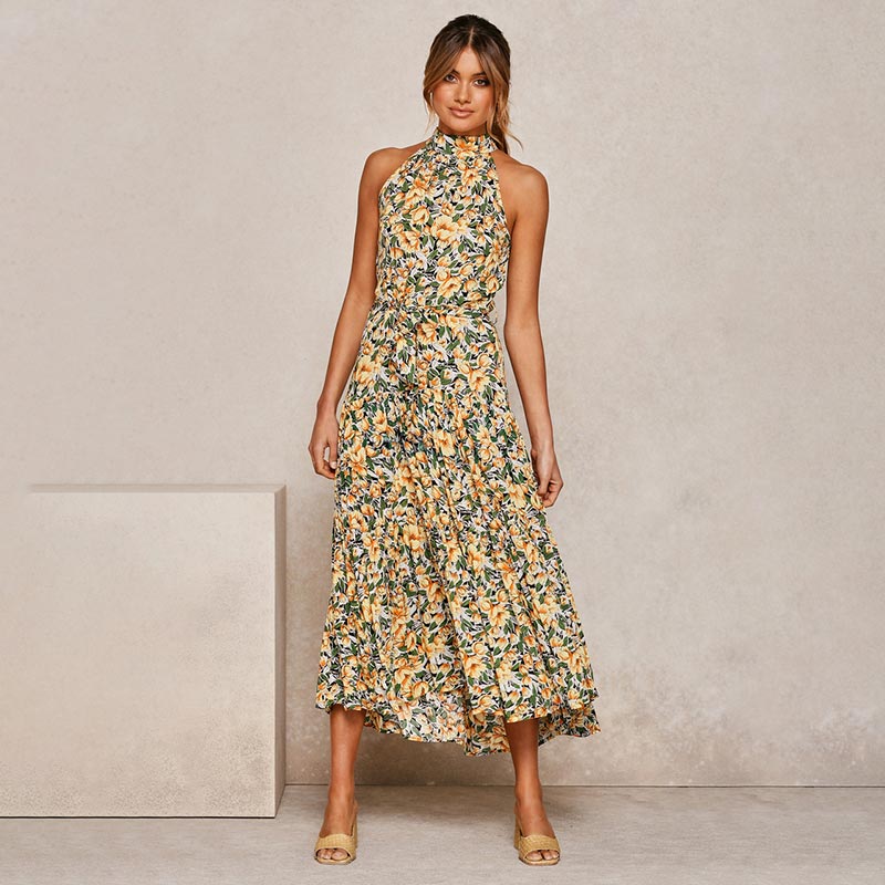 Boho Halter Polka Dot Dress