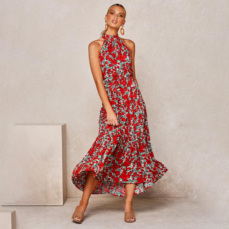 Boho Halter Polka Dot Dress