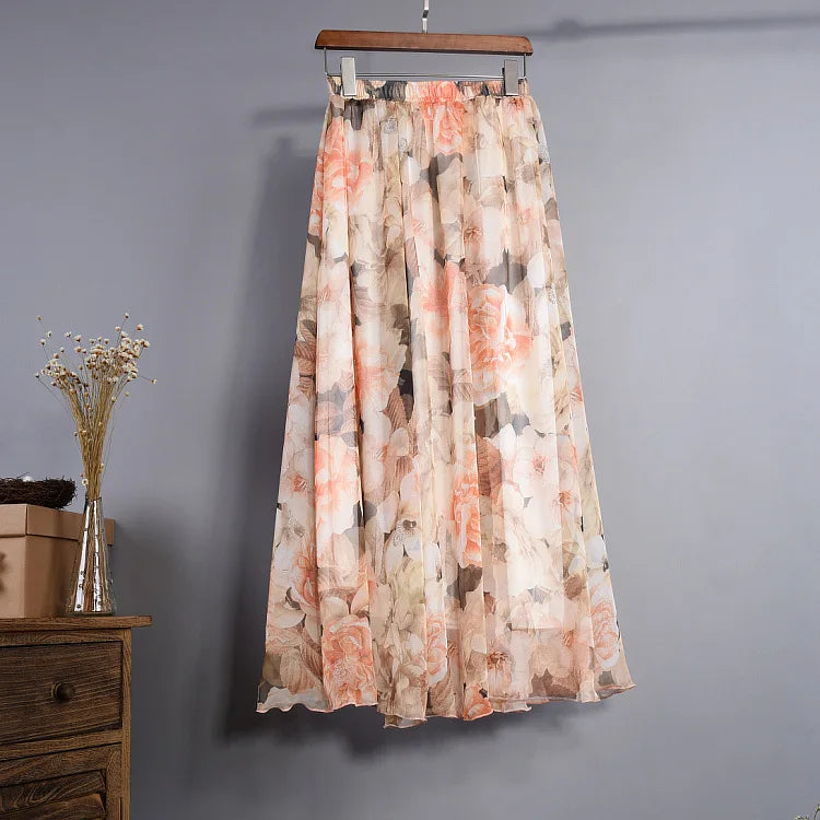 Elysian Charm Retro Chiffon Skirt