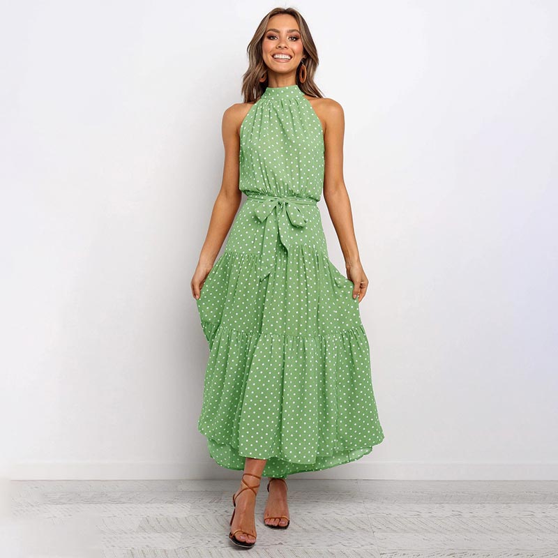 Boho Halter Polka Dot Dress