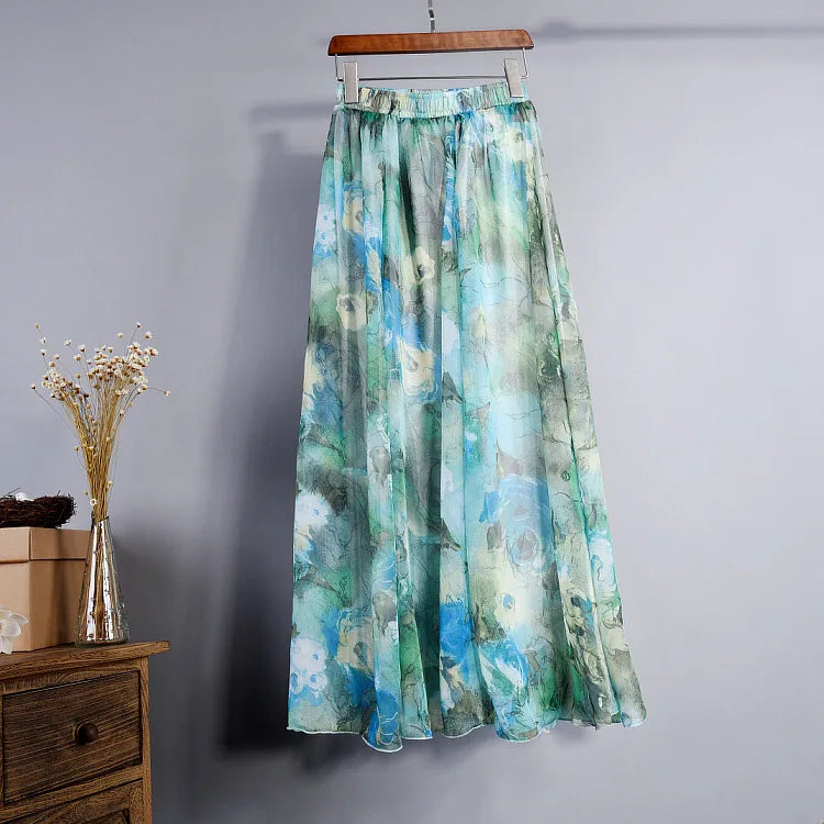Elysian Charm Retro Chiffon Skirt