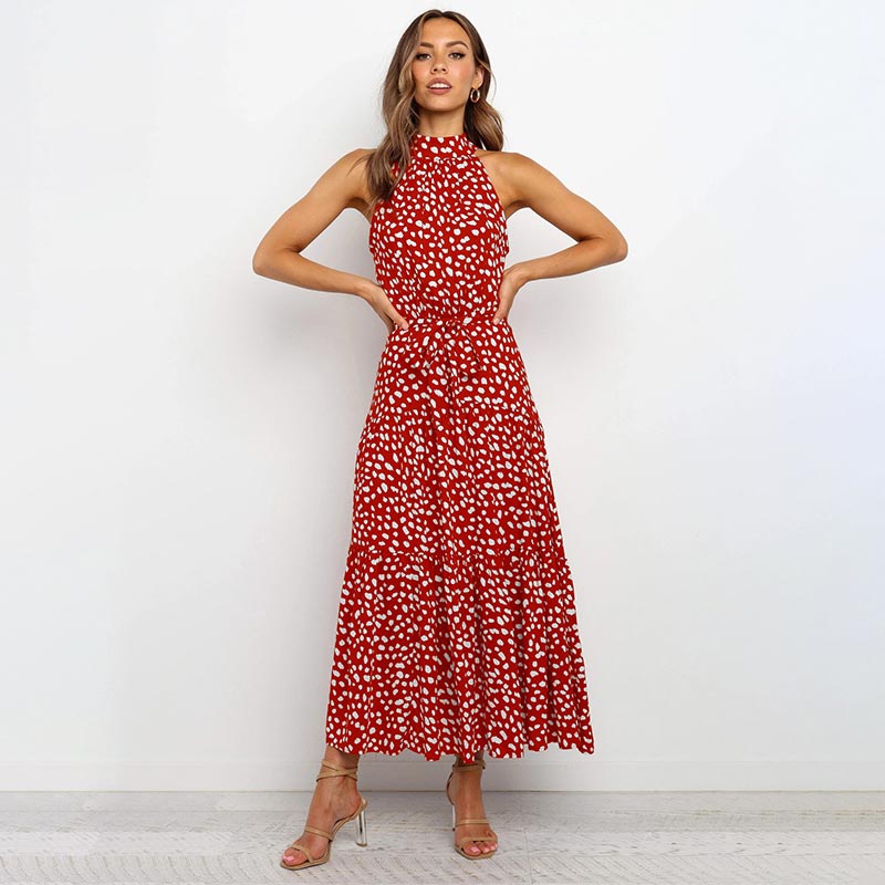 Boho Halter Polka Dot Dress