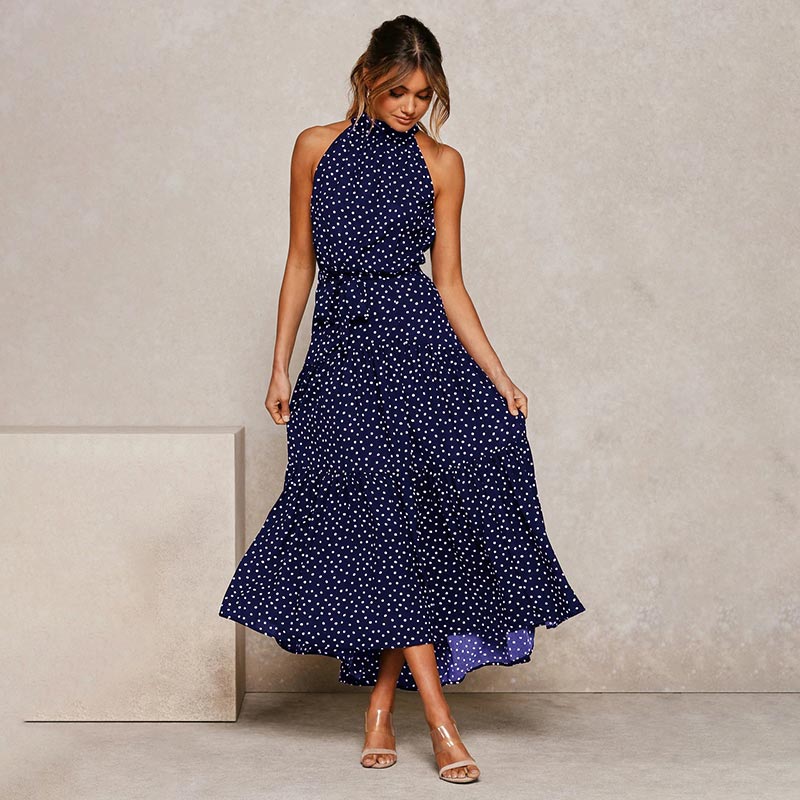 Boho Halter Polka Dot Dress