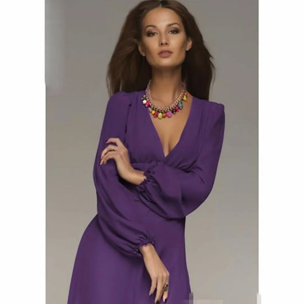 Womens Sexy Deep V-neck Summer Long Sleeves by LuxeVogue