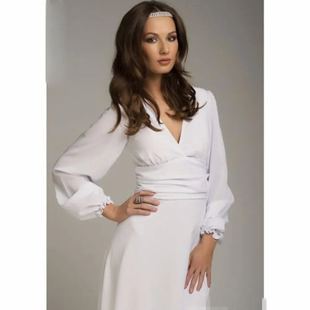 Womens Sexy Deep V-neck Summer Long Sleeves by LuxeVogue