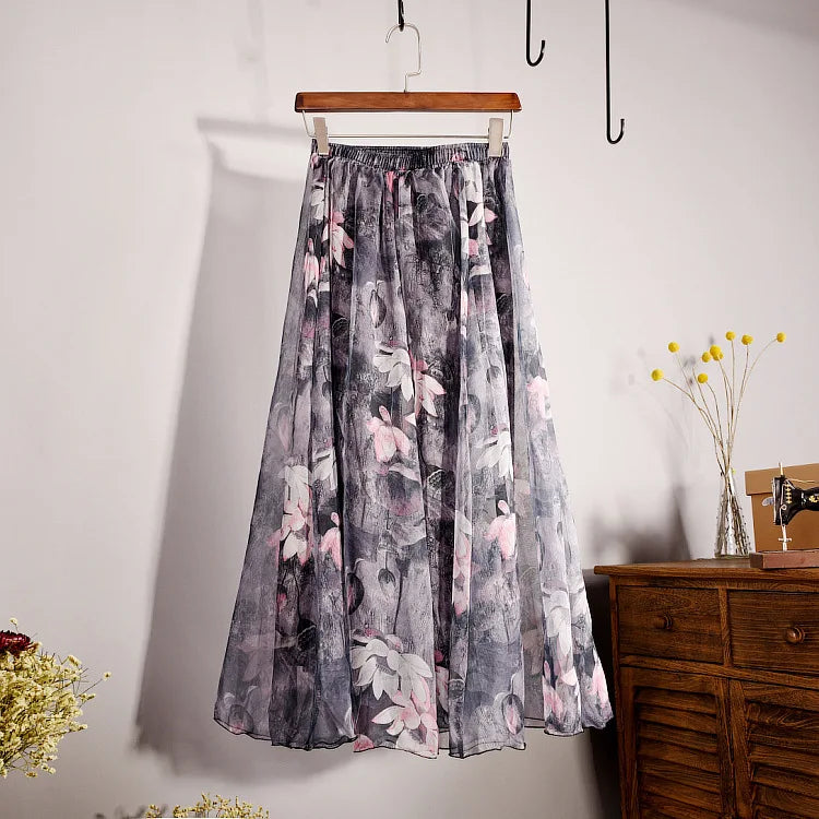 Elysian Charm Retro Chiffon Skirt