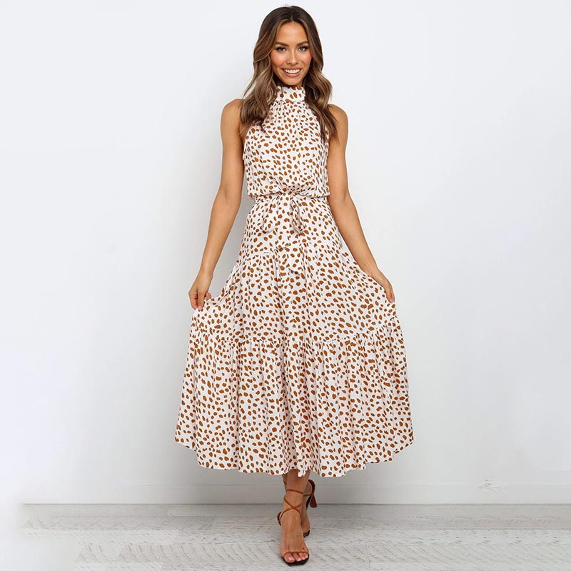 Boho Halter Polka Dot Dress