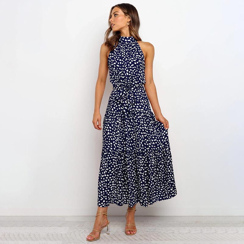 Boho Halter Polka Dot Dress