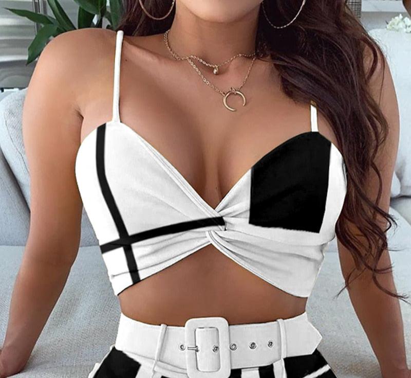 Colorblock Twisted Top & Shorts Set