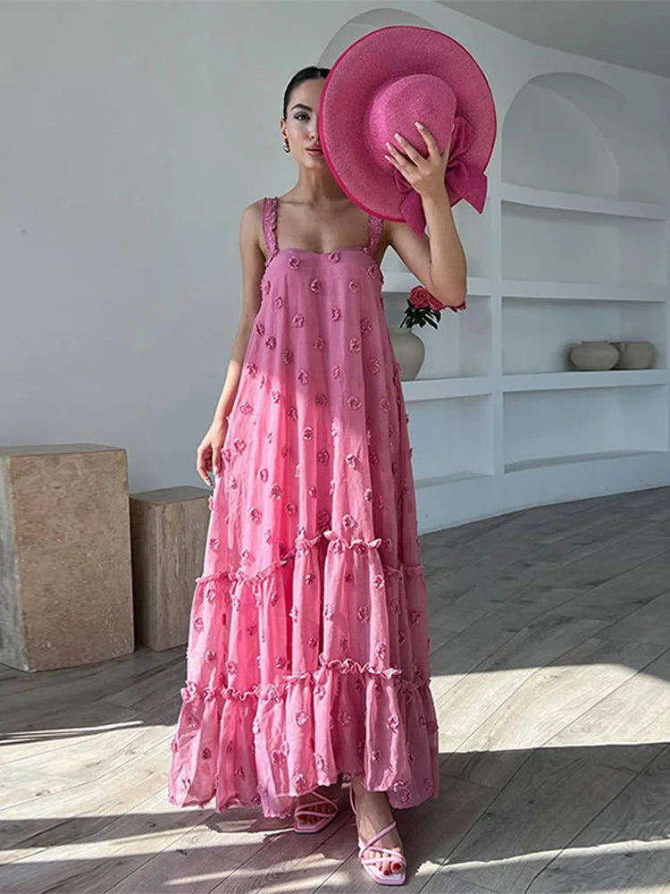 LuxeBlossom Floral Halter Gown
