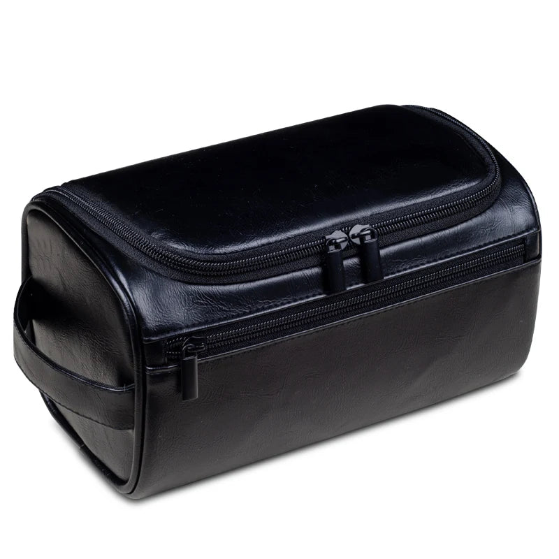 Stylish and compact toiletry bag with a durable design, featuring multiple zippers and a convenient handle for easy carrying, ideal for organizing essentials during travel.