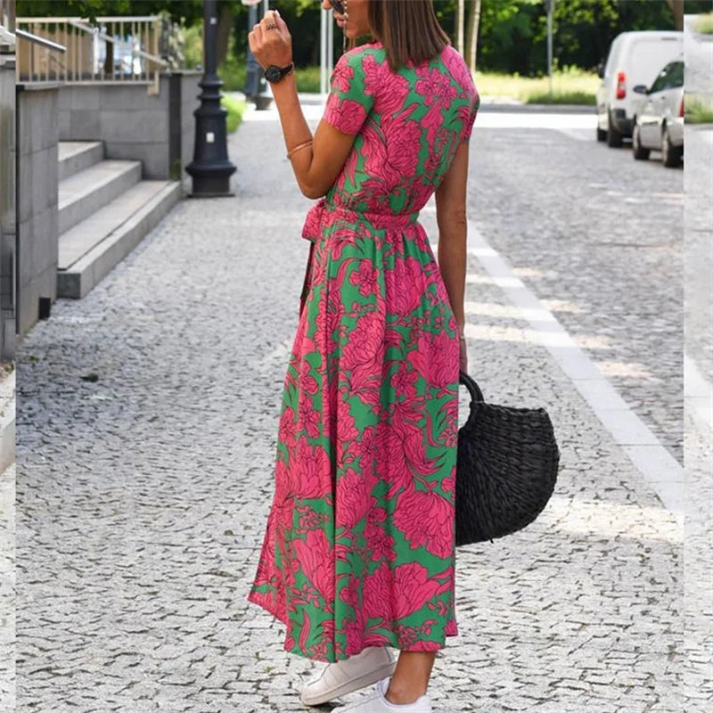 Women Split Hem Lace Up Dress