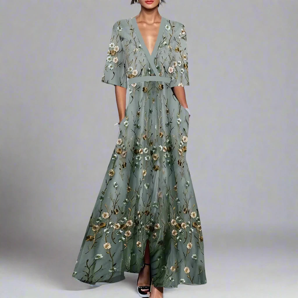 Spring V-Neck Tiered Party Dress