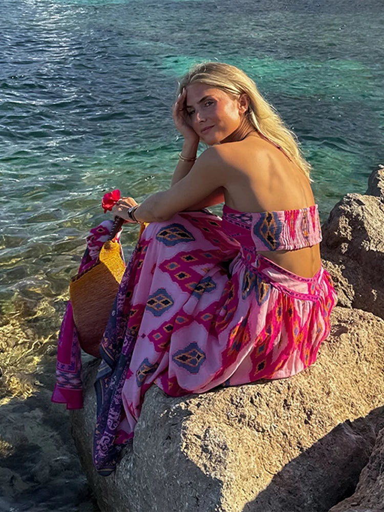 LushChic Floral Halter Sundress