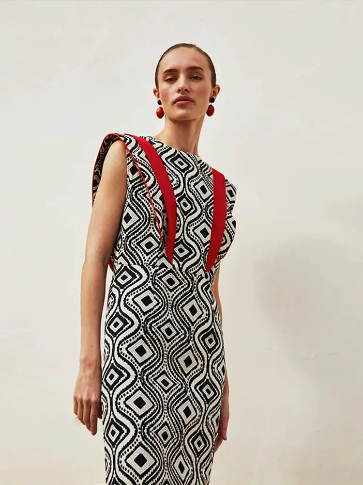 Fashion Contrast Print Slim Dress