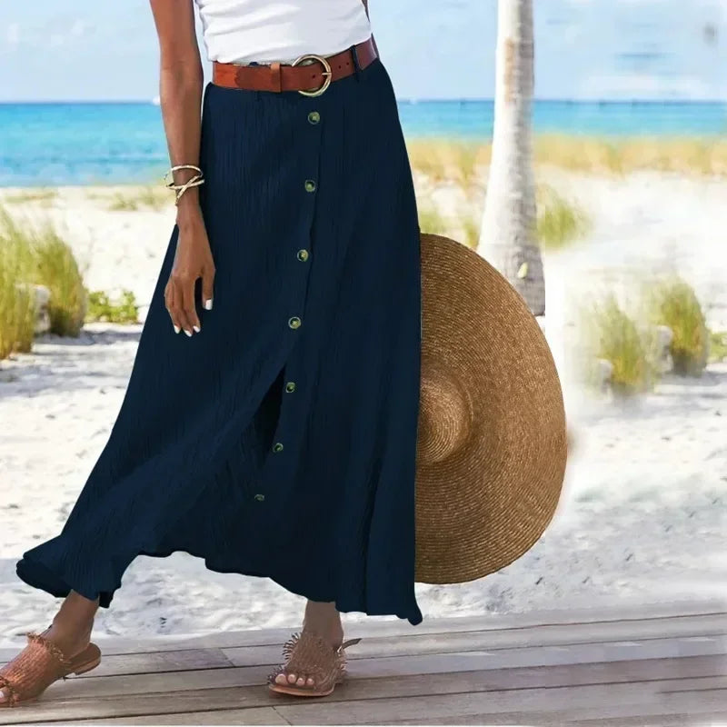 Women's New Fashion Casual Cotton and Linen Skirt from EleganceThreads