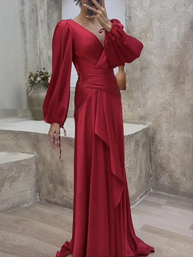 V-Neck Vintage Bodycon Dress