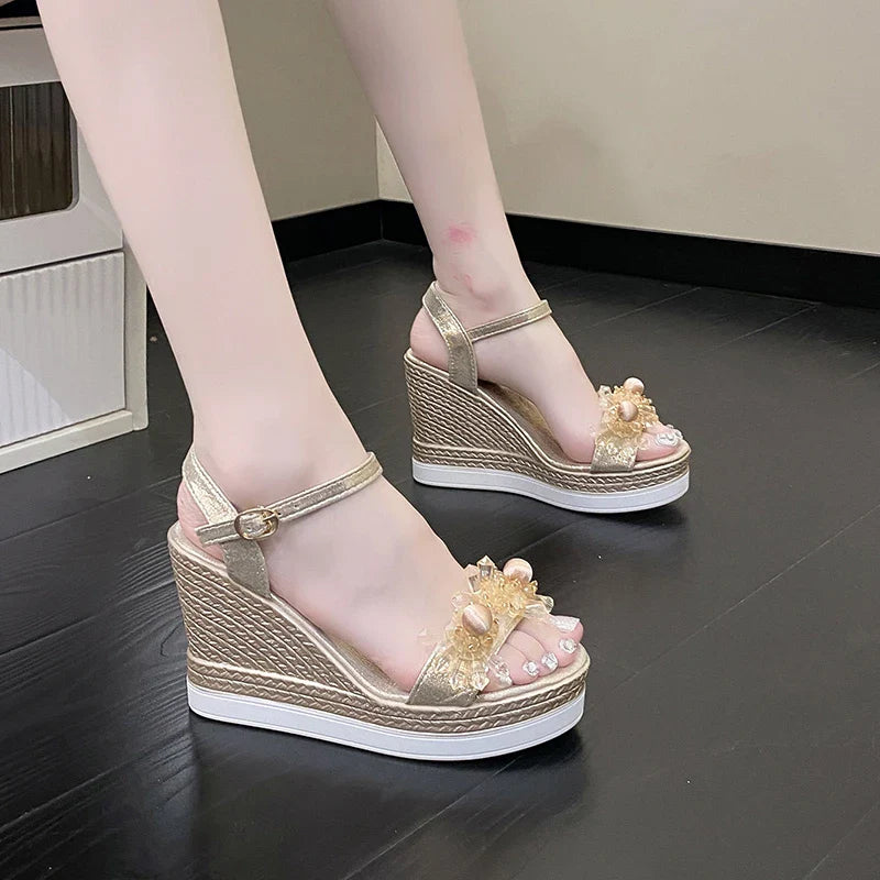 Zavanova Glitter Wedge Sandals