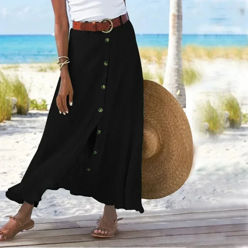 Women's New Fashion Casual Cotton and Linen Skirt from EleganceThreads