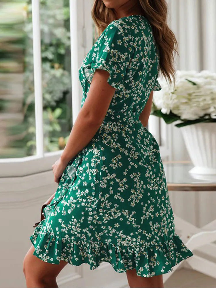Floral Print Ruffle Dress