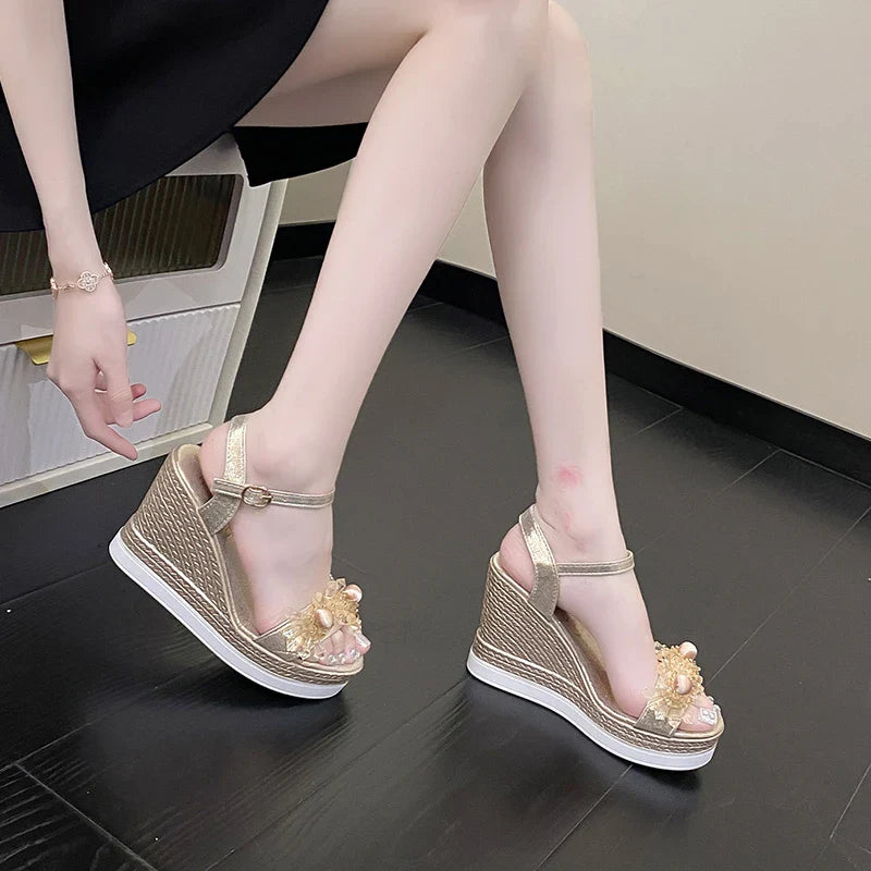 Zavanova Glitter Wedge Sandals