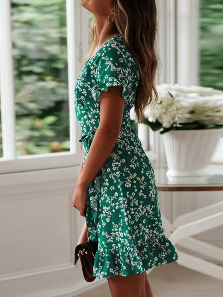 Floral Print Ruffle Dress