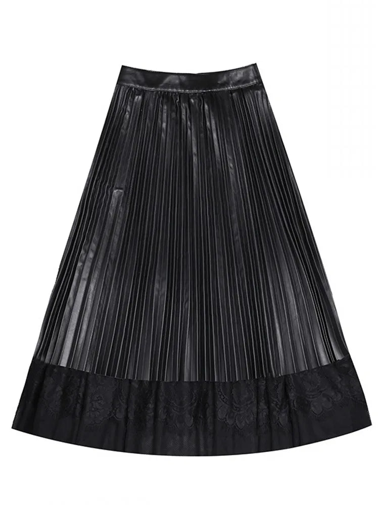 Vintage Women Long Genuine Leather Skirt from Ethereal Grace