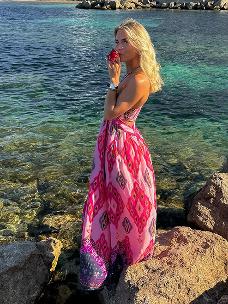 LushChic Floral Halter Sundress