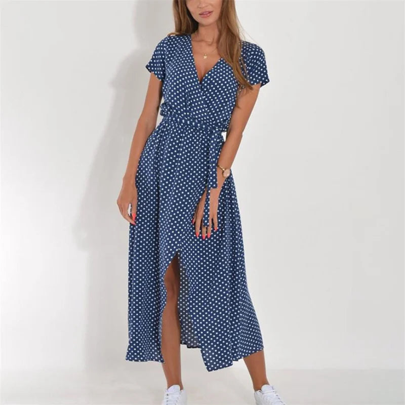 Women Split Hem Lace Up Dress