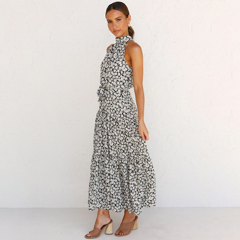 Boho Halter Polka Dot Dress