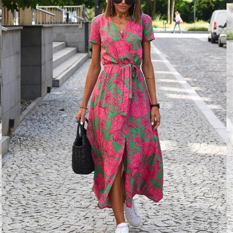 Women Split Hem Lace Up Dress