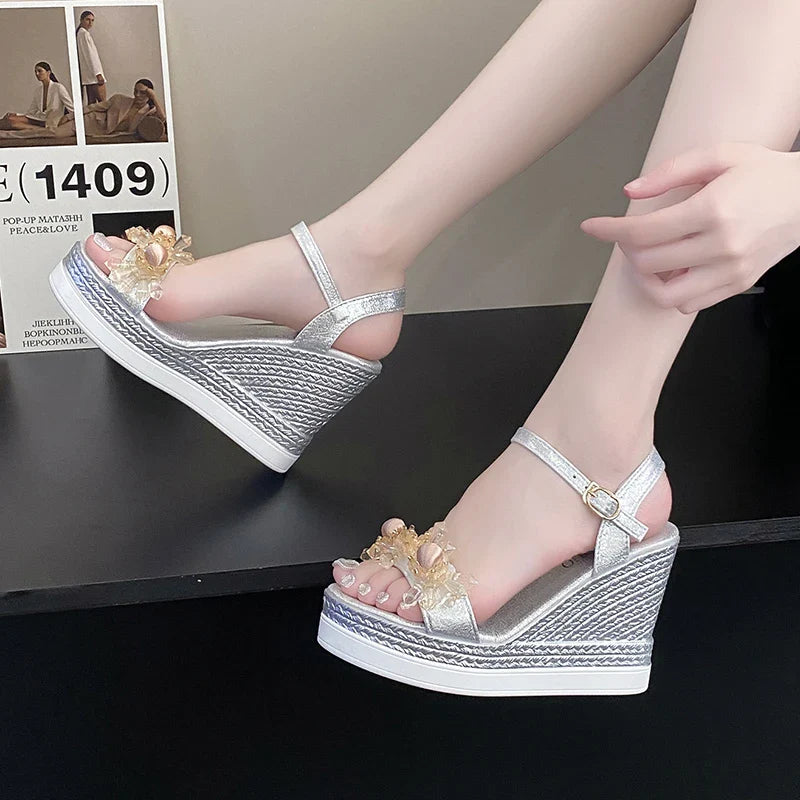 Zavanova Glitter Wedge Sandals