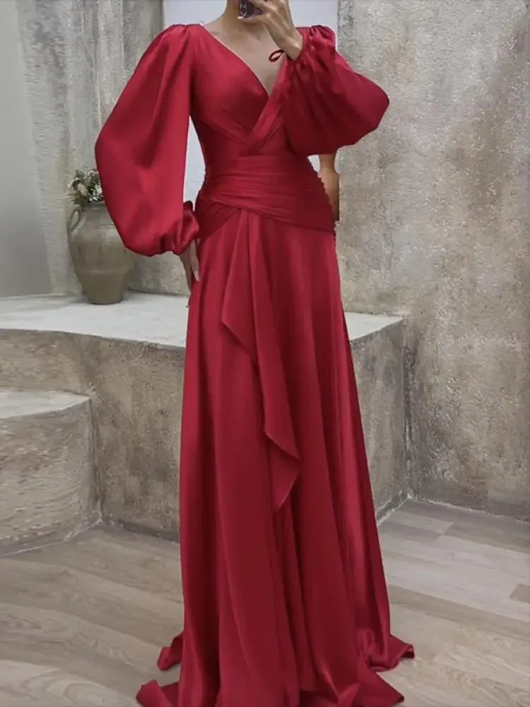 V-Neck Vintage Bodycon Dress